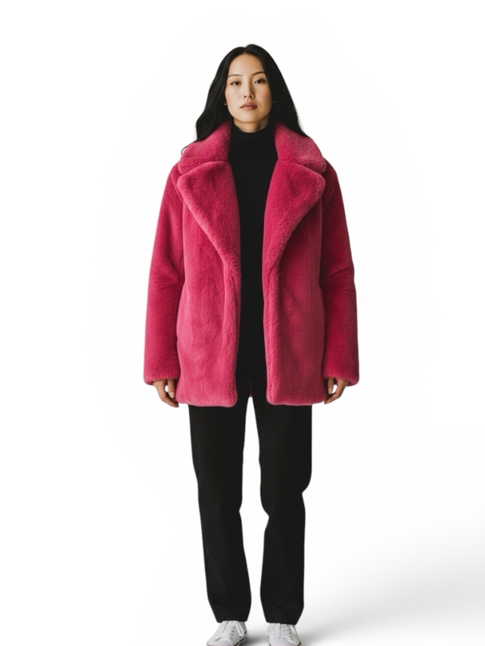 NWOT H&M Pink Faux Fur Coat - Picture 1 of 11